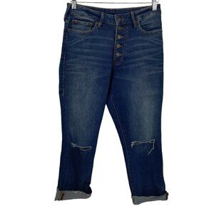 True Religion Starr High Rise Cropped Straight Distressed Jeans Size 27 Capri